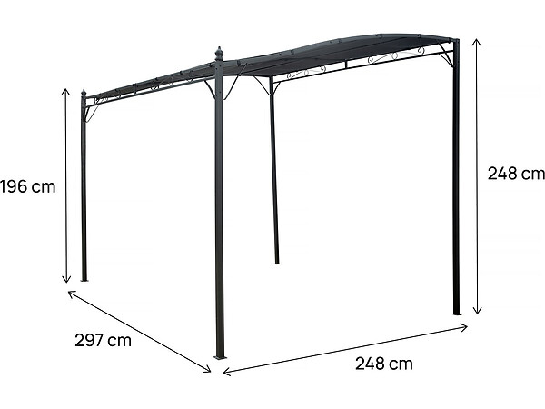 HABITAT ET JARDIN - Pergola adossée inclinée en métal - 3 x 2.5 m - Gris - large