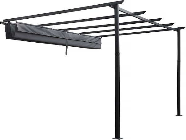 HABITAT ET JARDIN - Pergola adossée en aluminium avec toit rétractable-  3 x 4 m -  Gris - large