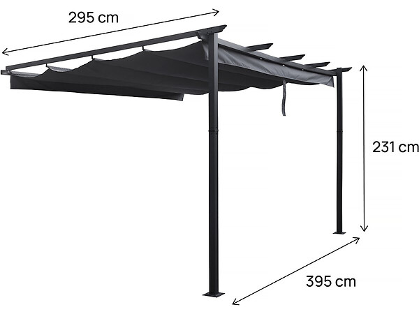 HABITAT ET JARDIN - Pergola adossée en aluminium avec toit rétractable-  3 x 4 m -  Gris - large