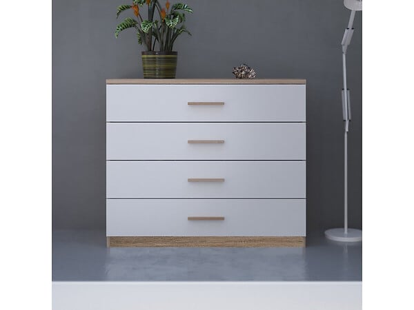 HABITAT ET JARDIN - Commode "Selena" - Bois - 4 tiroirs - Blanc - large