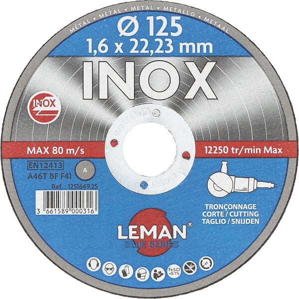 LEMAN - Disque à tronçonner acier et inox - Diam.125mm - 1,6mm - large
