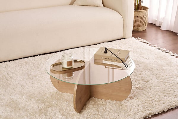 HABITAT ET JARDIN - Table basse en bois "Aeris" - 75 x 75 x 35 cm - Chêne SaphirTransparent - large