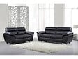 HABITAT ET JARDIN - Canapé fixe en cuir reconstitué et PVC "Dallas" - 210 X 88 X 90 cm - 3 places - Noir - vignette