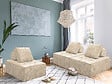 HABITAT ET JARDIN - Lot de 3 chauffeuses pour canapé modulables en tissu texturé "Velluto" - Beige - vignette