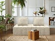 HABITAT ET JARDIN - Lot de 3 chauffeuses pour canapé modulables en tissu texturé "Velluto" - Beige - vignette