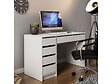HABITAT ET JARDIN - Bureau en bois 5 tiroirs "Malika" - 120 x 75 x 55 cm - Blanc - vignette