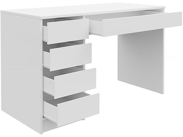 HABITAT ET JARDIN - Bureau en bois 5 tiroirs "Malika" - 120 x 75 x 55 cm - Blanc - large