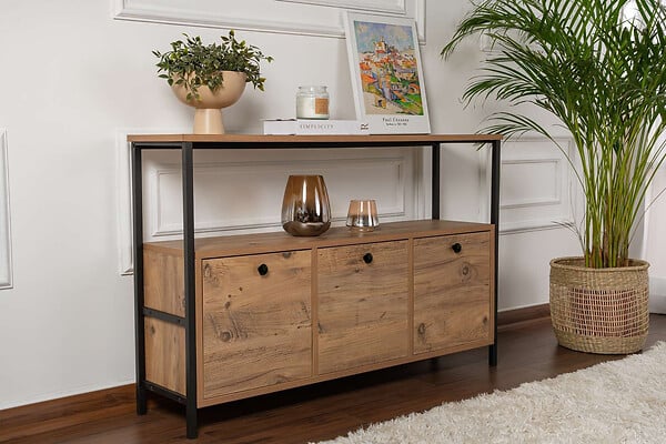 HABITAT ET JARDIN - Console en bois "Solace" - 120 x 29 x 77 cm - Pin atlantique Noir - large