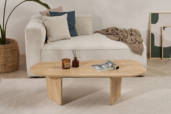 HABITAT ET JARDIN - Table basse en bois "Ovalis" - 130 x 65 x 40 cm - Chêne - large