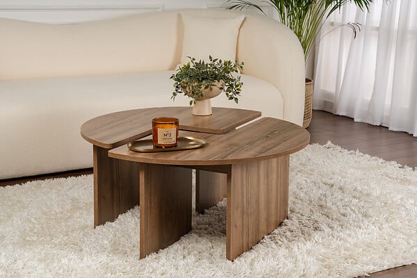 HABITAT ET JARDIN - Table basse en bois "Moira" -  90 x 90 x 41 cm - Noyer - large