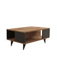 HABITAT ET JARDIN - Table basse en bois "Yuka" - 90 x 60 x 39 cm - Noyer, Noir - vignette