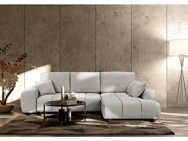 HABITAT ET JARDIN - Canapé d'angle droit convertible en tissu chenille "Verneuil" - 3 places - Beige - large