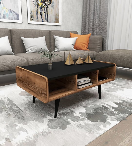 HABITAT ET JARDIN - Table basse en bois "Line " - 90 x 56 x 40 cm - Noyer clair - large