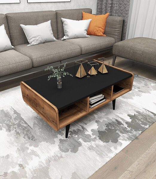 HABITAT ET JARDIN - Table basse en bois "Line " - 90 x 56 x 40 cm - Noyer clair - large