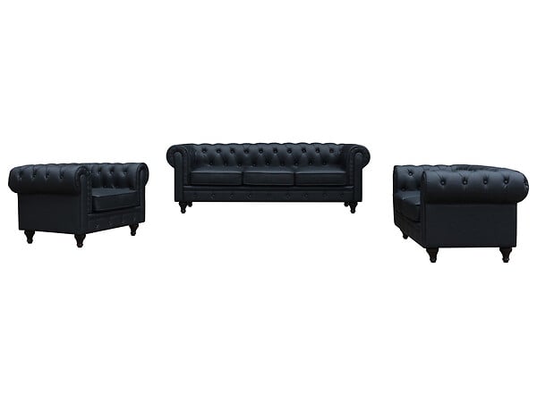 HABITAT ET JARDIN - Canapé fixe Chesterfield "Aliza" - 157 x 82 x 70 cm - 2 places - Noir - large
