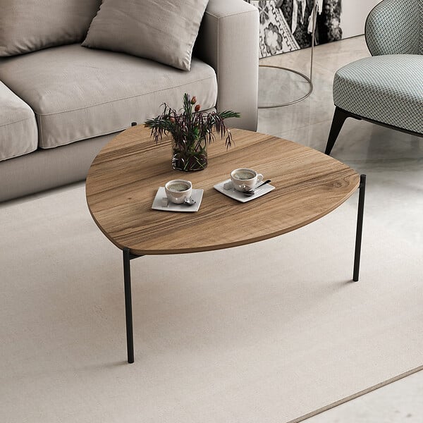 HABITAT ET JARDIN - Table basse en bois "Lenny" - 90 x 89 x 40 cm - Noyer - large