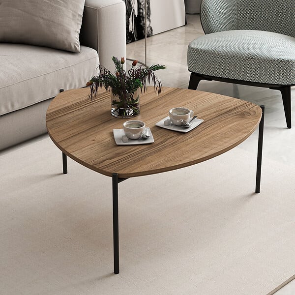 HABITAT ET JARDIN - Table basse en bois "Lenny" - 90 x 89 x 40 cm - Noyer - large