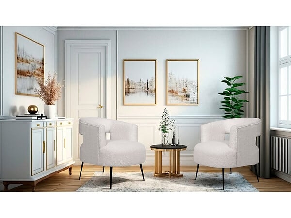 HABITAT ET JARDIN - Fauteuil en tissu bouclette "iris" - Blanc - large