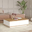 HABITAT ET JARDIN - Table basse en bois "FR14" - 90 x 60 x 28 cm - Pin atlantiqueBlanc - vignette
