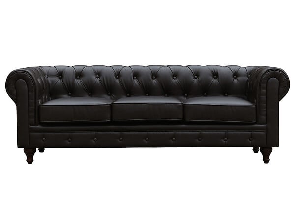 HABITAT ET JARDIN - Canapé fixe Chesterfield "Aliza" - 204 x 80 x 58 cm - 3 places - Marron - large