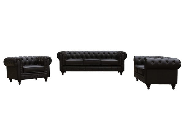 HABITAT ET JARDIN - Canapé fixe Chesterfield "Aliza" - 204 x 80 x 58 cm - 3 places - Marron - large