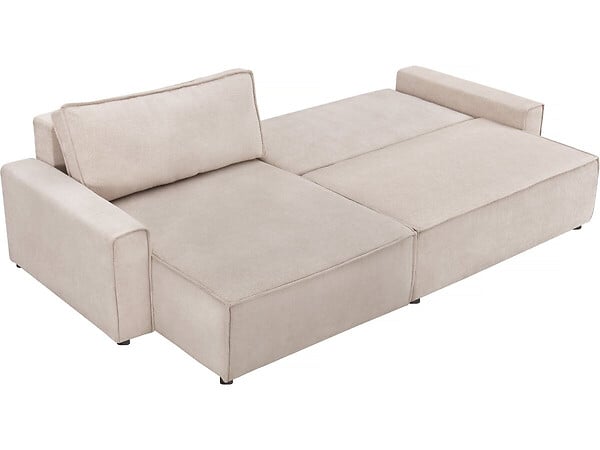 HABITAT ET JARDIN - Canapé d'angle convertible en tissu texturé "Montaigne" - 4 places - Beige - large