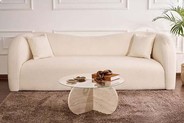 HABITAT ET JARDIN - Table basse en bois "Aeris" - 75 x 75 x 35 cm - TravertinTransparent - large