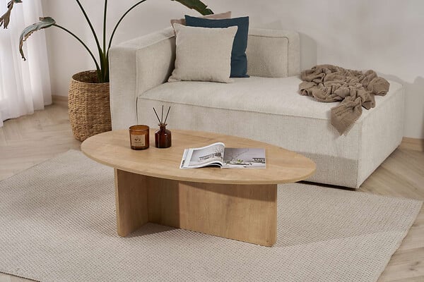 HABITAT ET JARDIN - Table basse en bois "Orba" - 120 x 65 x 40 cm - Chêne - large