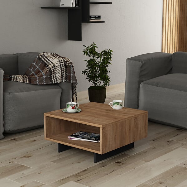 HABITAT ET JARDIN - Table basse en bois "Hola" - 60 x 60 x 32 cm - ChêneAnthracite - large