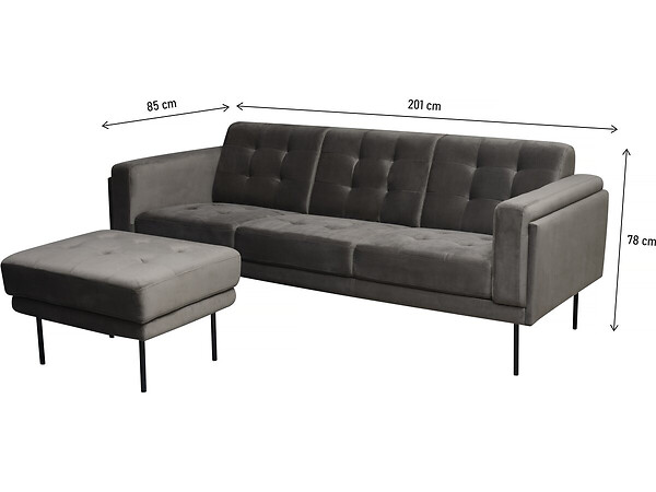 HABITAT ET JARDIN - Canapé d'angle reversible en velours "Noé" - 3 places - Gris - large