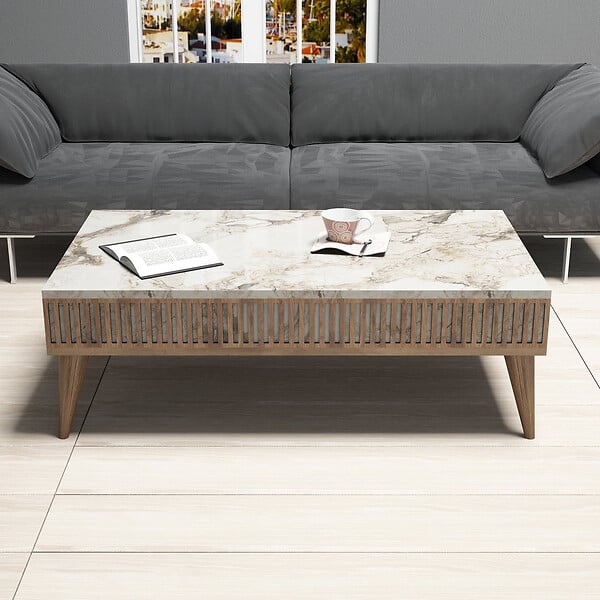 HABITAT ET JARDIN - Table basse en bois "Milan" - 105 x 60 x 34 cm - NoyerBlanc - large