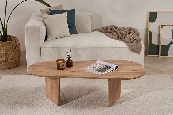 HABITAT ET JARDIN - Table basse en bois "Ovalis" - 130 x 65 x 40 cm - Pin atlantique - large
