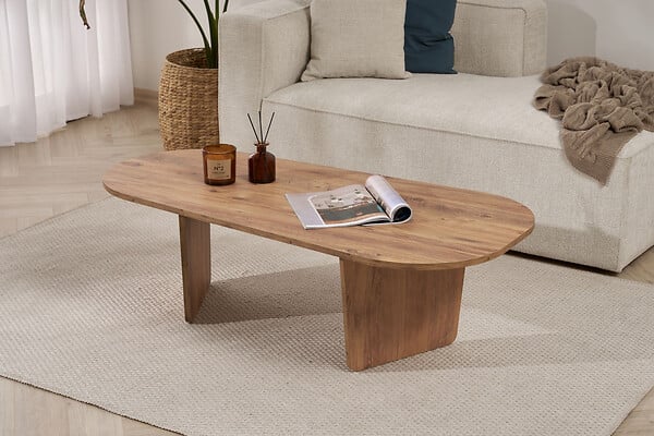 HABITAT ET JARDIN - Table basse en bois "Ovalis" - 130 x 65 x 40 cm - Pin atlantique - large