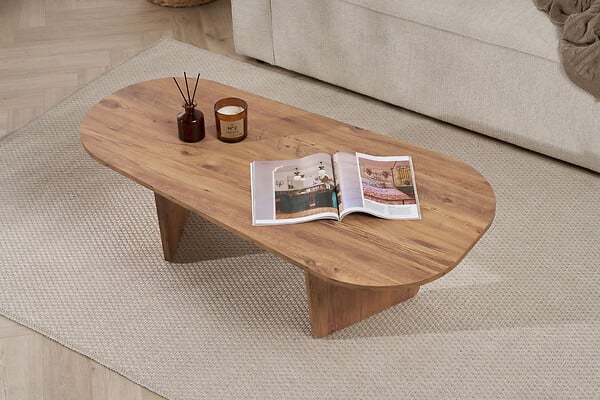 HABITAT ET JARDIN - Table basse en bois "Ovalis" - 130 x 65 x 40 cm - Pin atlantique - large