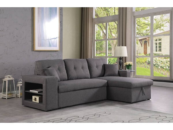 HABITAT ET JARDIN - Canapé d'angle convertible/réversible "Axel" - 3 places - Gris - large