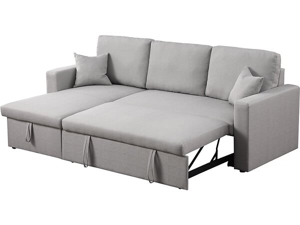 HABITAT ET JARDIN - Canapé d'angle convertible/ réversible avec coffre "Alain" - 3 places - Gris clair - large