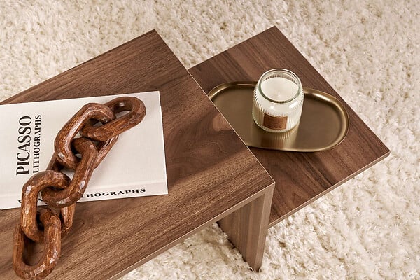 HABITAT ET JARDIN - Table basse en bois "Harmony" - 80 x 40 x 40 cm - Noyer - large