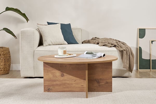 HABITAT ET JARDIN - Table basse en bois "Soleil" - 90 x 90 x 40 cm - Pin atlantique - large