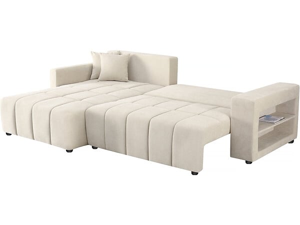 HABITAT ET JARDIN - Canapé d'angle convertible tissu chenille 3 places - "Trocadero" - Beige - large