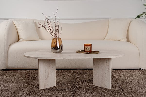 HABITAT ET JARDIN - Table basse en bois "Sable" - 60 x 119 x 40 cm - Travertin - large
