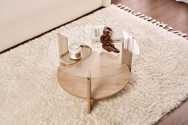 HABITAT ET JARDIN - Table basse en bois "Clara" - 75 x 75 x 40 cm - Chêne SaphirTransparent - large