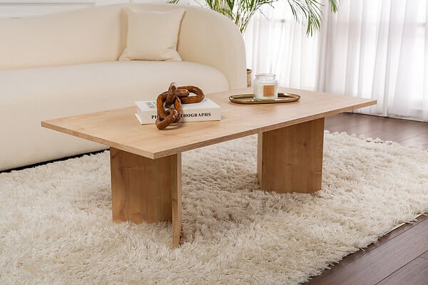 HABITAT ET JARDIN - Table basse en bois "Sabin" - 60 x 119 x 40 cm - Chêne Saphir - large