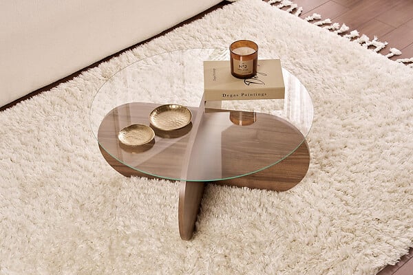 HABITAT ET JARDIN - Table basse en bois "Aeris" - 75 x 75 x 35 cm - NoyerTransparent - large