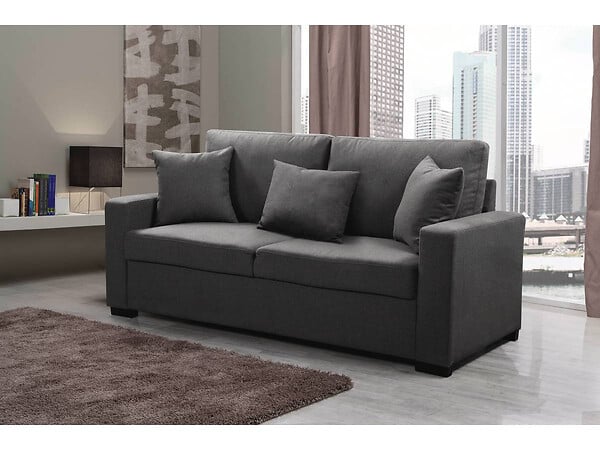 HABITAT ET JARDIN - Canapé droit fixe "Alise" - 3 places - Gris - large