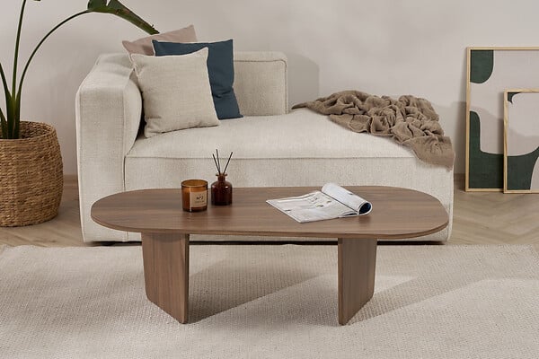 HABITAT ET JARDIN - Table basse en bois "Ovalis" - 130 x 65 x 40 cm - Noyer - large