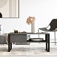HABITAT ET JARDIN - Table basse en bois "ML34" - 100 x 59 x 44 cm - Argent - vignette