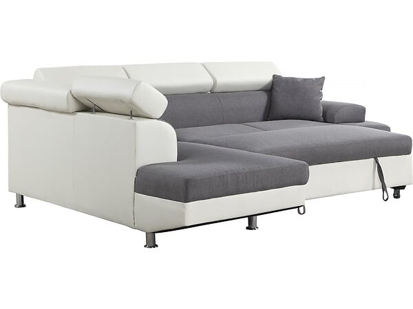 HABITAT ET JARDIN - Canapé d'angle convertible "Sophia luxe" - 265 x 190.5 x 80/91 cm - Blanc / Gris - 5 places - Angle gauche - large