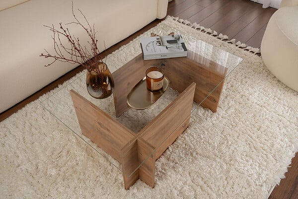 HABITAT ET JARDIN - Table basse en bois "Vetrino" - 105 x 65 x 40 cm - Pin atlantique - large