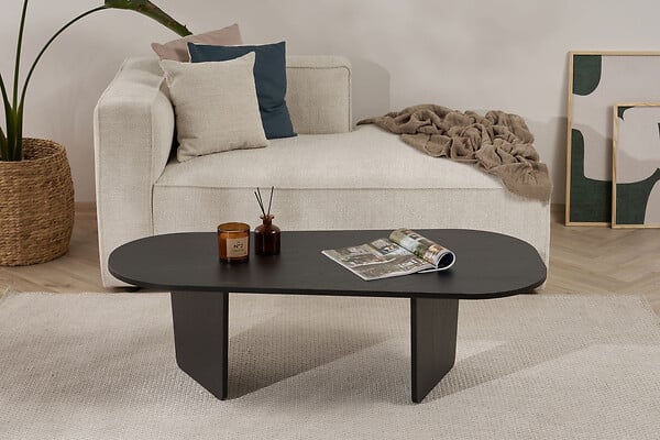 HABITAT ET JARDIN - Table basse en bois "Ovalis" - 130 x 65 x 40 cm - Bois Noir - large