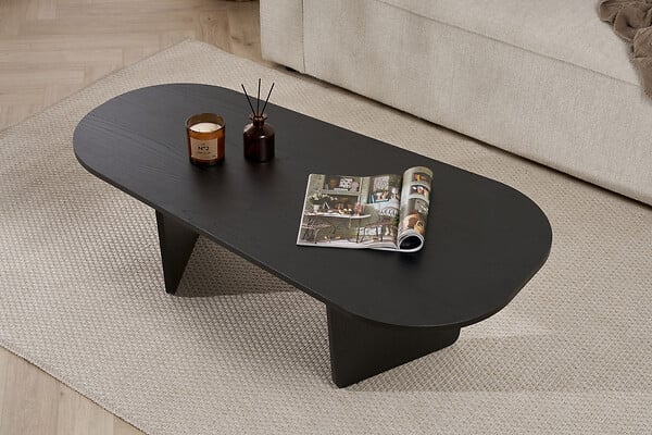 HABITAT ET JARDIN - Table basse en bois "Ovalis" - 130 x 65 x 40 cm - Bois Noir - large